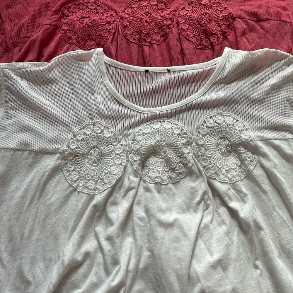 Lane Bryant White Lace Accent Blouse